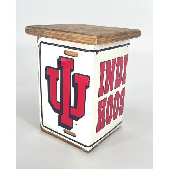 Handmade IU Indiana Hoosiers License Plate Wooden Bank 4"x7" - Picture 1 of 10